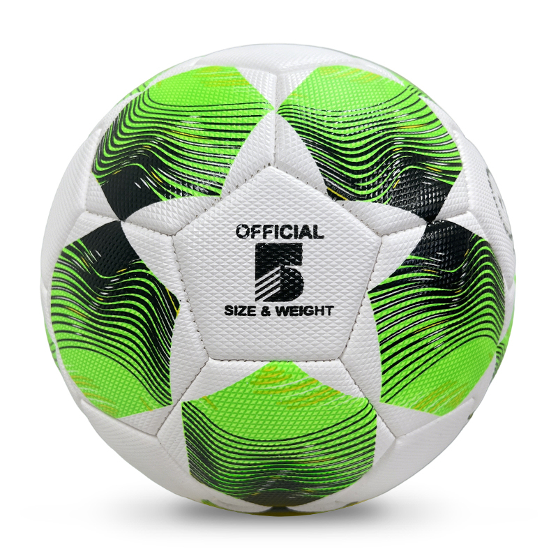 High Quality Size 5 Soccer Ball Machine-Sewn PVC with Print Logo for Sports Training Leisure Competitive Matches,Blue Arc Sports