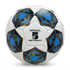 High Quality Size 5 Soccer Ball Machine-Sewn PVC with Print Logo for Sports Training Leisure Competitive Matches,Blue Arc Sports