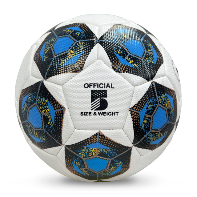 High Quality Size 5 Soccer Ball Machine-Sewn PVC with Print Logo for Sports Training Leisure Competitive Matches,Blue Arc Sports