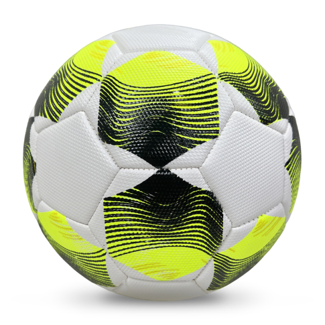 High Quality Size 5 Soccer Ball Machine-Sewn PVC with Print Logo for Sports Training Leisure Competitive Matches,Blue Arc Sports