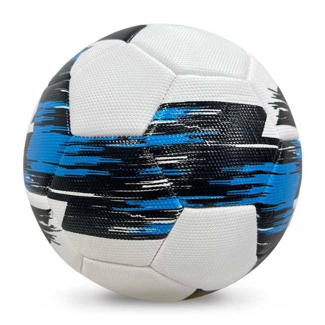 High Quality Size 5 Soccer Ball Machine-Sewn PVC with Print Logo for Sports Training Leisure Competitive Matches,Blue Arc Sports