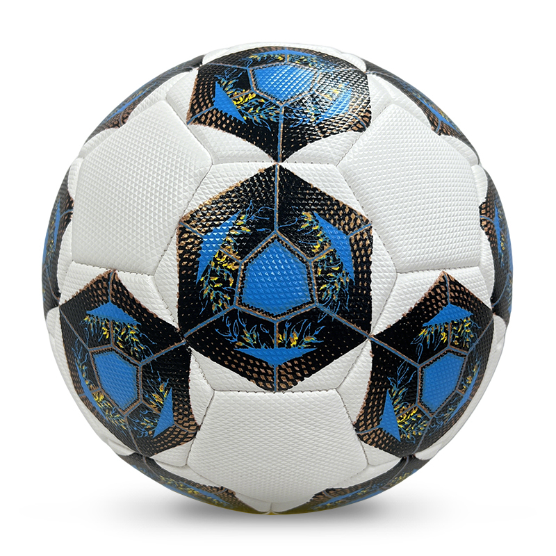 High Quality Size 5 Soccer Ball Machine-Sewn PVC with Print Logo for Sports Training Leisure Competitive Matches,Blue Arc Sports