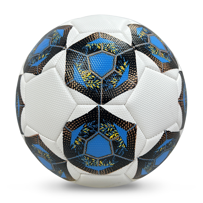 High Quality Size 5 Soccer Ball Machine-Sewn PVC with Print Logo for Sports Training Leisure Competitive Matches,Blue Arc Sports