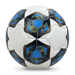 High Quality Size 5 Soccer Ball Machine-Sewn PVC with Print Logo for Sports Training Leisure Competitive Matches,Blue Arc Sports