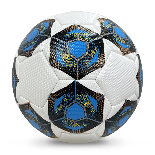 High Quality Size 5 Soccer Ball Machine-Sewn PVC with Print Logo for Sports Training Leisure Competitive Matches,Blue Arc Sports