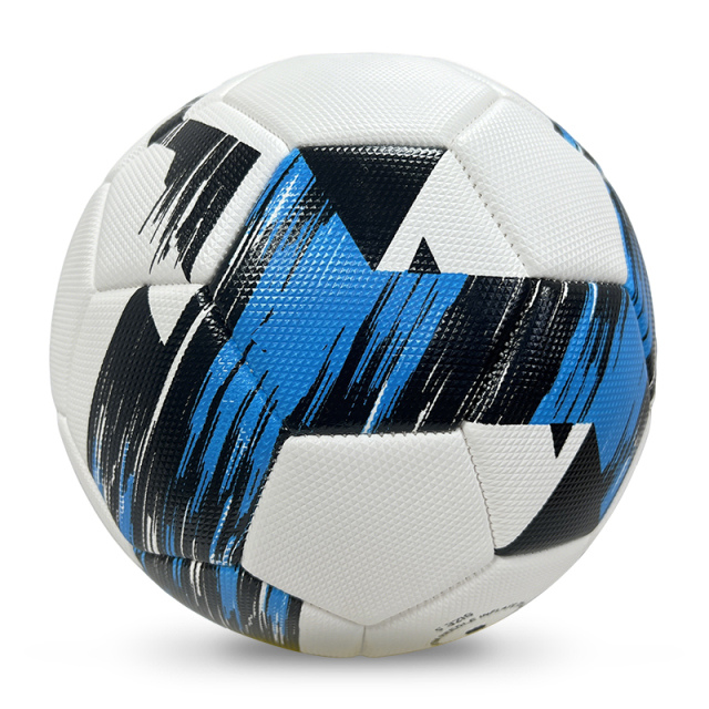 High Quality Size 5 Soccer Ball Machine-Sewn PVC with Print Logo for Sports Training Leisure Competitive Matches,Blue Arc Sports