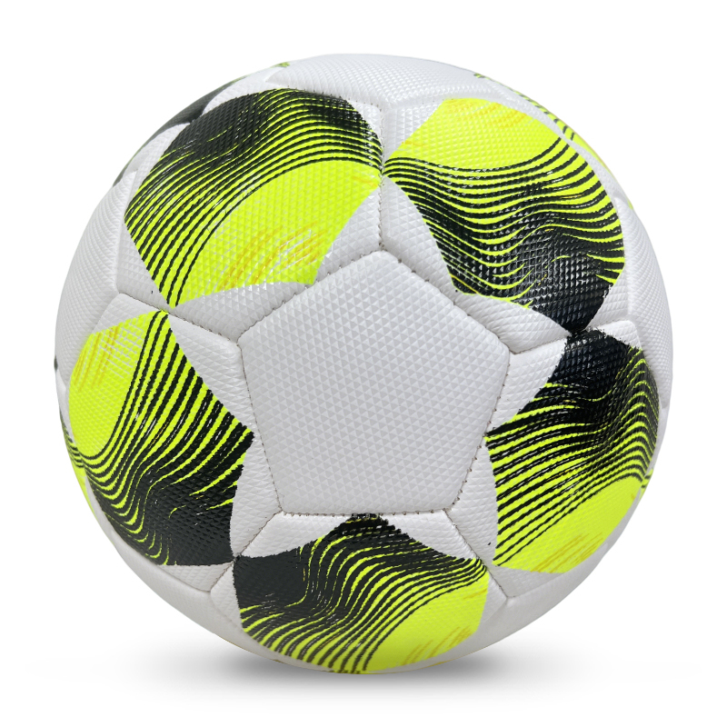 High Quality Size 5 Soccer Ball Machine-Sewn PVC with Print Logo for Sports Training Leisure Competitive Matches,Blue Arc Sports