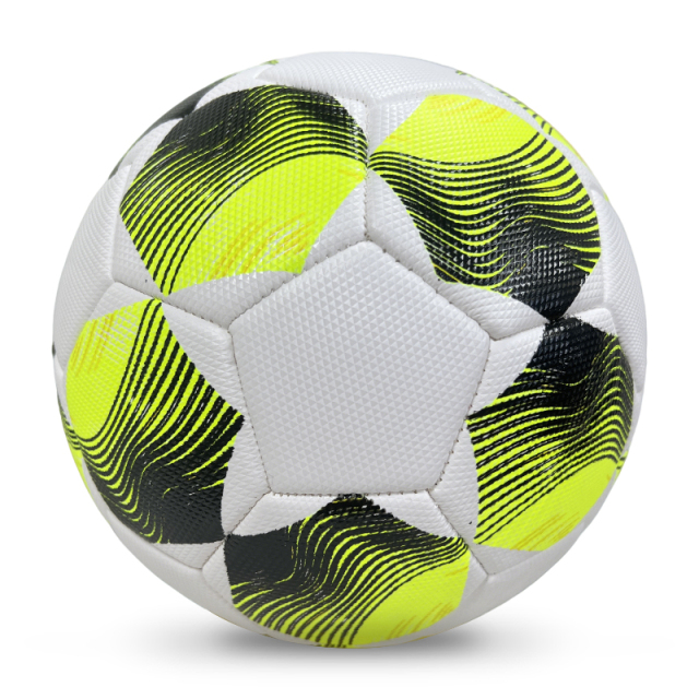 High Quality Size 5 Soccer Ball Machine-Sewn PVC with Print Logo for Sports Training Leisure Competitive Matches,Blue Arc Sports
