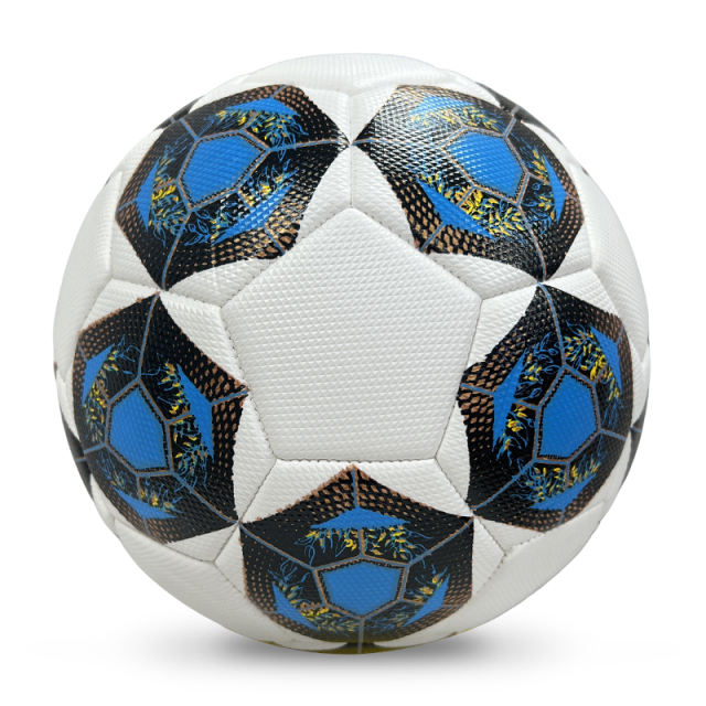 High Quality Size 5 Soccer Ball Machine-Sewn PVC with Print Logo for Sports Training Leisure Competitive Matches,Blue Arc Sports