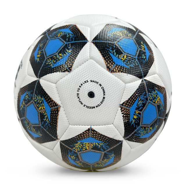 High Quality Size 5 Soccer Ball Machine-Sewn PVC with Print Logo for Sports Training Leisure Competitive Matches,Blue Arc Sports