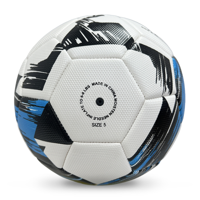 High Quality Size 5 Soccer Ball Machine-Sewn PVC with Print Logo for Sports Training Leisure Competitive Matches,Blue Arc Sports
