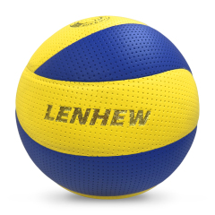 Direct Manufacturer's Customizable Size 4 Hand-Sewn Seamless Leather Volleyball Fibre Material for Indoor/Outdoor Use,Blue Arc Sports