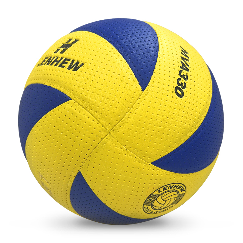Direct Manufacturer's Customizable Size 4 Hand-Sewn Seamless Leather Volleyball Fibre Material for Indoor/Outdoor Use,Blue Arc Sports