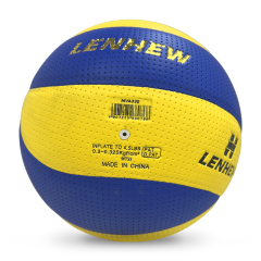 Direct Manufacturer's Customizable Size 4 Hand-Sewn Seamless Leather Volleyball Fibre Material for Indoor/Outdoor Use,Blue Arc Sports