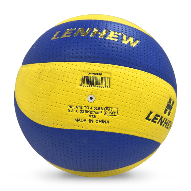Direct Manufacturer's Customizable Size 4 Hand-Sewn Seamless Leather Volleyball Fibre Material for Indoor/Outdoor Use,Blue Arc Sports