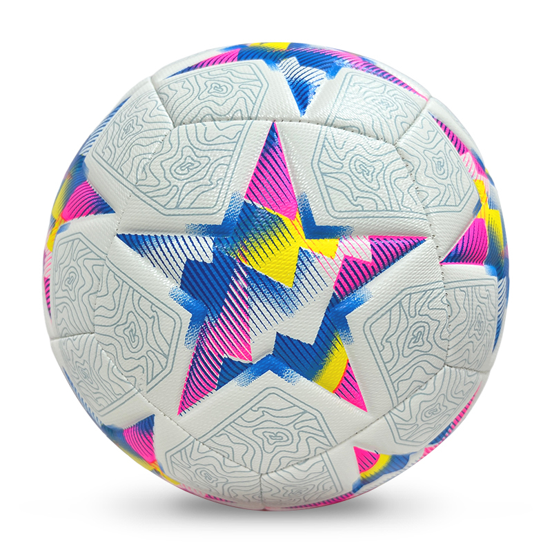 High Quality Size 5 Soccer Ball Machine-Sewn PVC with Print Logo for Sports Training Leisure Competitive Matches,Blue Arc Sports