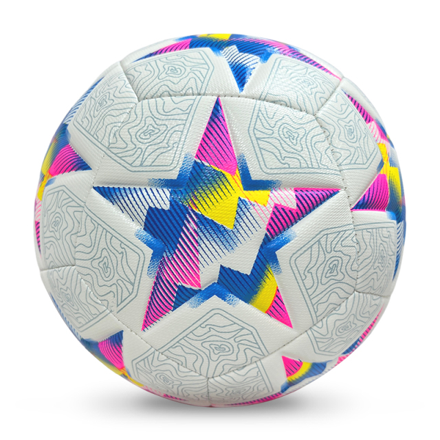 High Quality Size 5 Soccer Ball Machine-Sewn PVC with Print Logo for Sports Training Leisure Competitive Matches,Blue Arc Sports