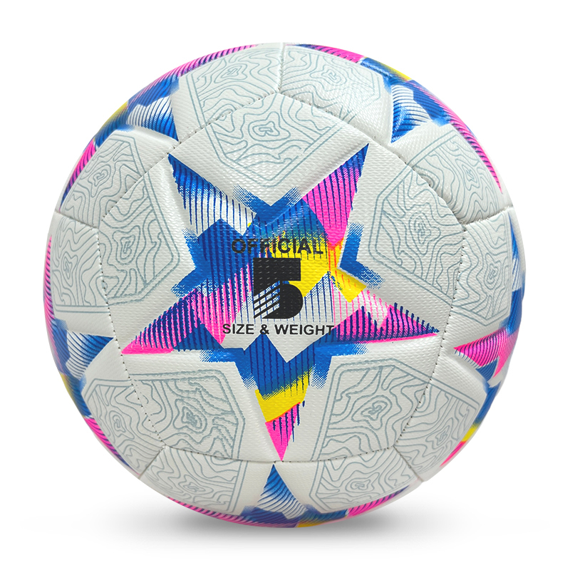 High Quality Size 5 Soccer Ball Machine-Sewn PVC with Print Logo for Sports Training Leisure Competitive Matches,Blue Arc Sports