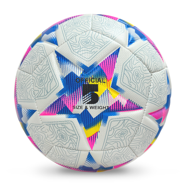 High Quality Size 5 Soccer Ball Machine-Sewn PVC with Print Logo for Sports Training Leisure Competitive Matches,Blue Arc Sports