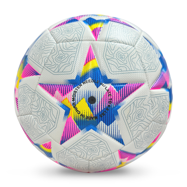 High Quality Size 5 Soccer Ball Machine-Sewn PVC with Print Logo for Sports Training Leisure Competitive Matches,Blue Arc Sports