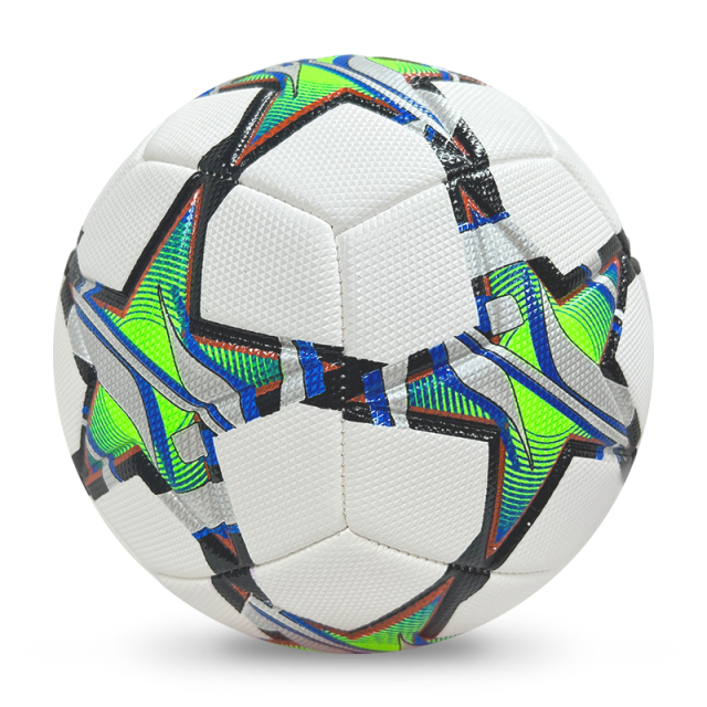 High Quality Size 5 Soccer Ball Machine-Sewn PVC with Print Logo for Sports Training Leisure Competitive Matches,Blue Arc Sport