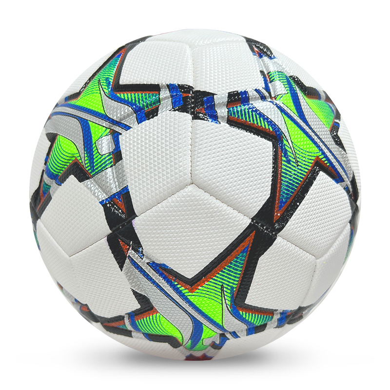 High Quality Size 5 Soccer Ball Machine-Sewn PVC with Print Logo for Sports Training Leisure Competitive Matches,Blue Arc Sport
