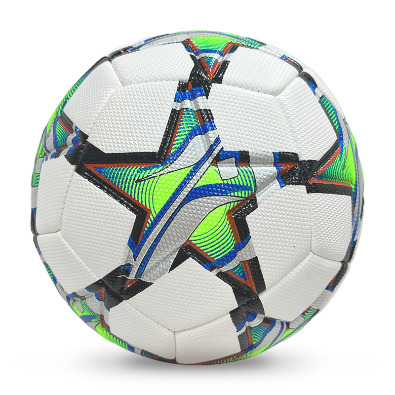 High Quality Size 5 Soccer Ball Machine-Sewn PVC with Print Logo for Sports Training Leisure Competitive Matches,Blue Arc Sport