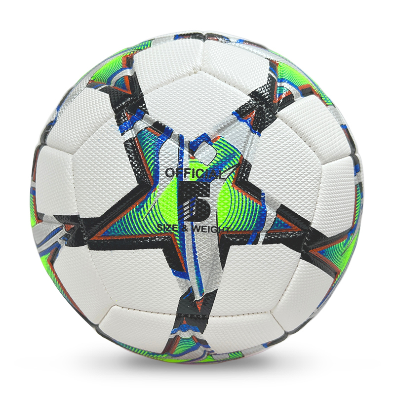 High Quality Size 5 Soccer Ball Machine-Sewn PVC with Print Logo for Sports Training Leisure Competitive Matches,Blue Arc Sport