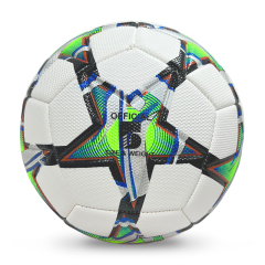 High Quality Size 5 Soccer Ball Machine-Sewn PVC with Print Logo for Sports Training Leisure Competitive Matches,Blue Arc Sport
