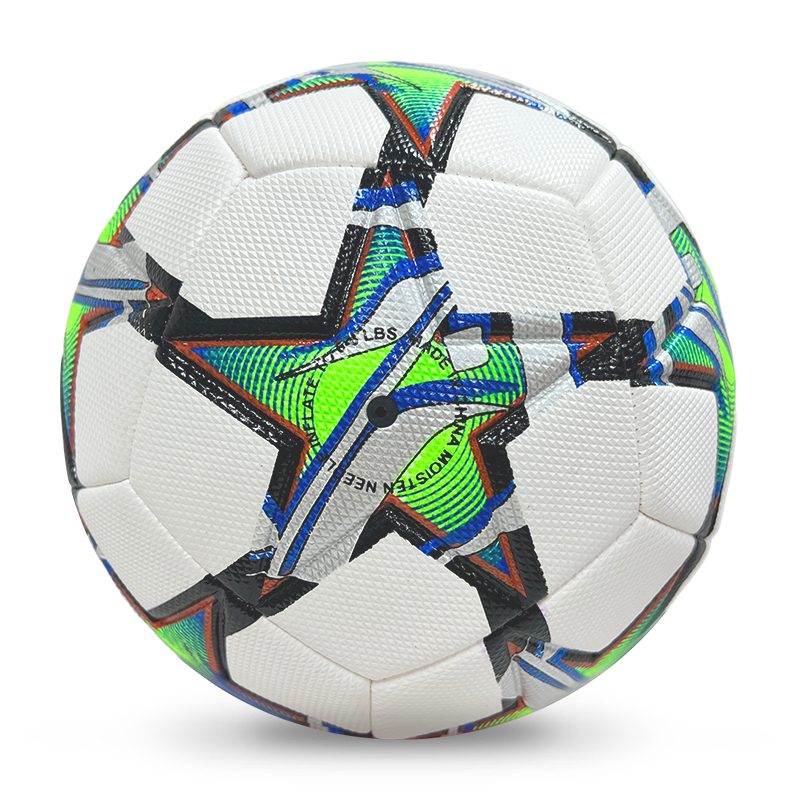 High Quality Size 5 Soccer Ball Machine-Sewn PVC with Print Logo for Sports Training Leisure Competitive Matches,Blue Arc Sport
