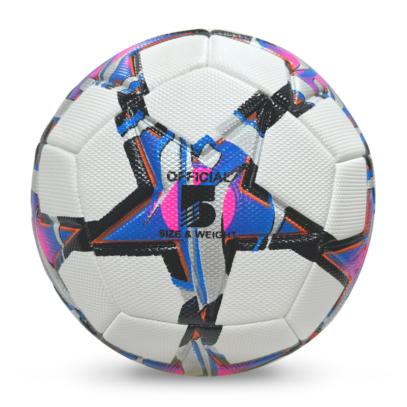 High Quality Size 5 Soccer Ball Machine-Sewn PVC with Print Logo for Sports Training Leisure Competitive Matches,Blue Arc Sports