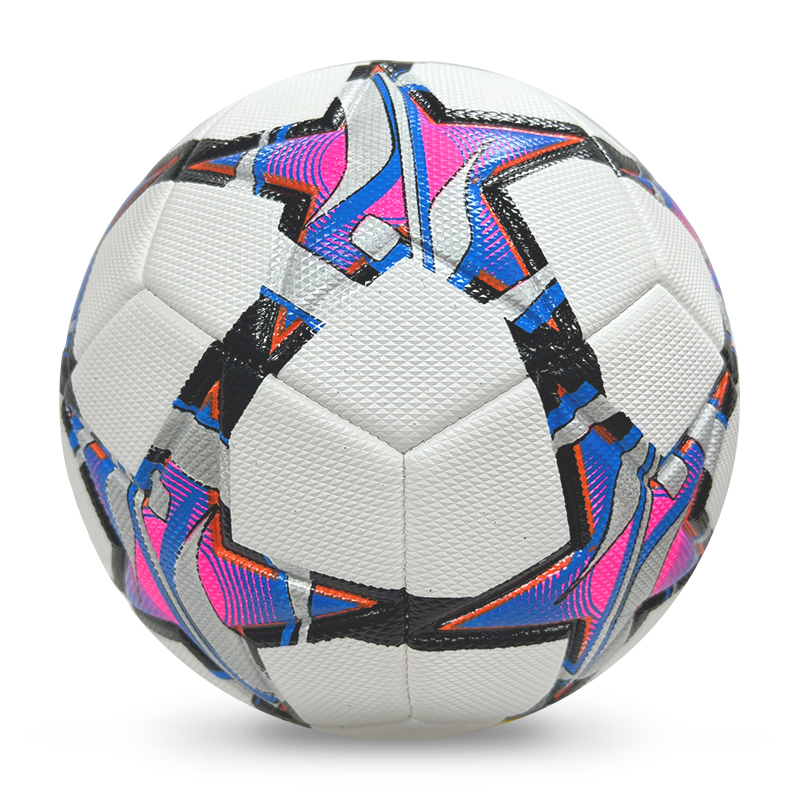 High Quality Size 5 Soccer Ball Machine-Sewn PVC with Print Logo for Sports Training Leisure Competitive Matches,Blue Arc Sports