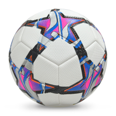 High Quality Size 5 Soccer Ball Machine-Sewn PVC with Print Logo for Sports Training Leisure Competitive Matches,Blue Arc Sports
