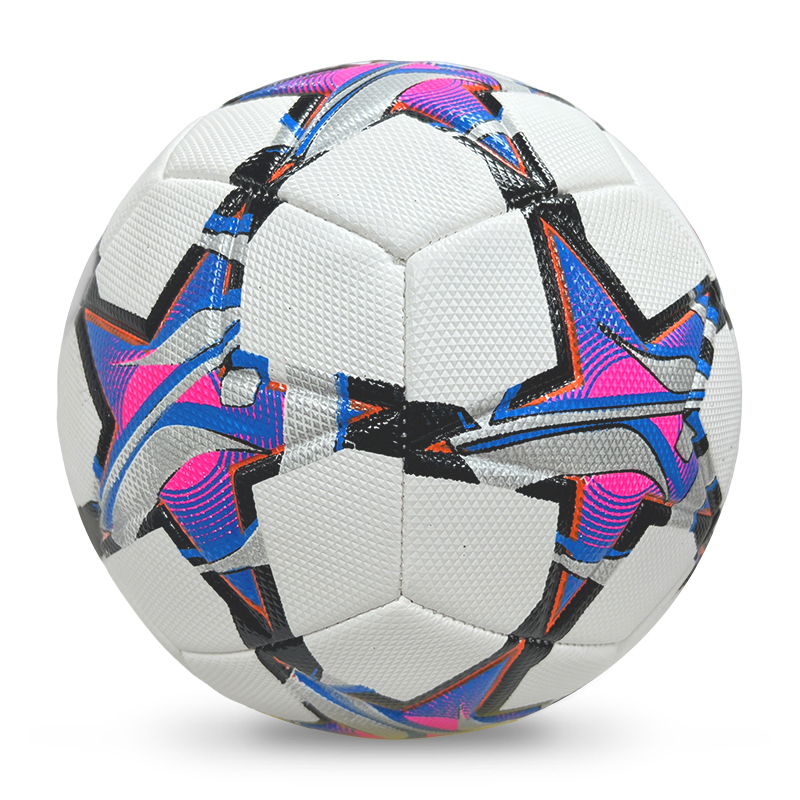 High Quality Size 5 Soccer Ball Machine-Sewn PVC with Print Logo for Sports Training Leisure Competitive Matches,Blue Arc Sports