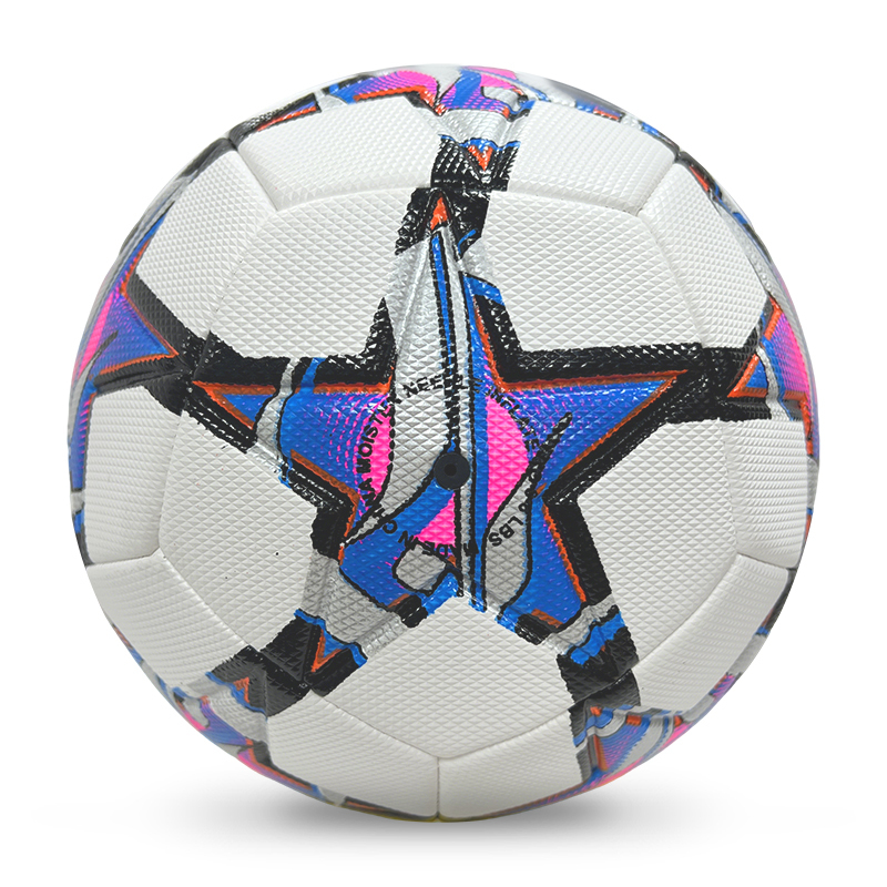 High Quality Size 5 Soccer Ball Machine-Sewn PVC with Print Logo for Sports Training Leisure Competitive Matches,Blue Arc Sports