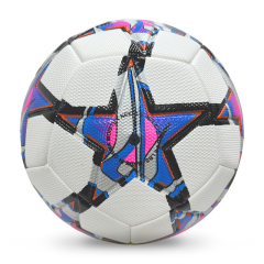 High Quality Size 5 Soccer Ball Machine-Sewn PVC with Print Logo for Sports Training Leisure Competitive Matches,Blue Arc Sports