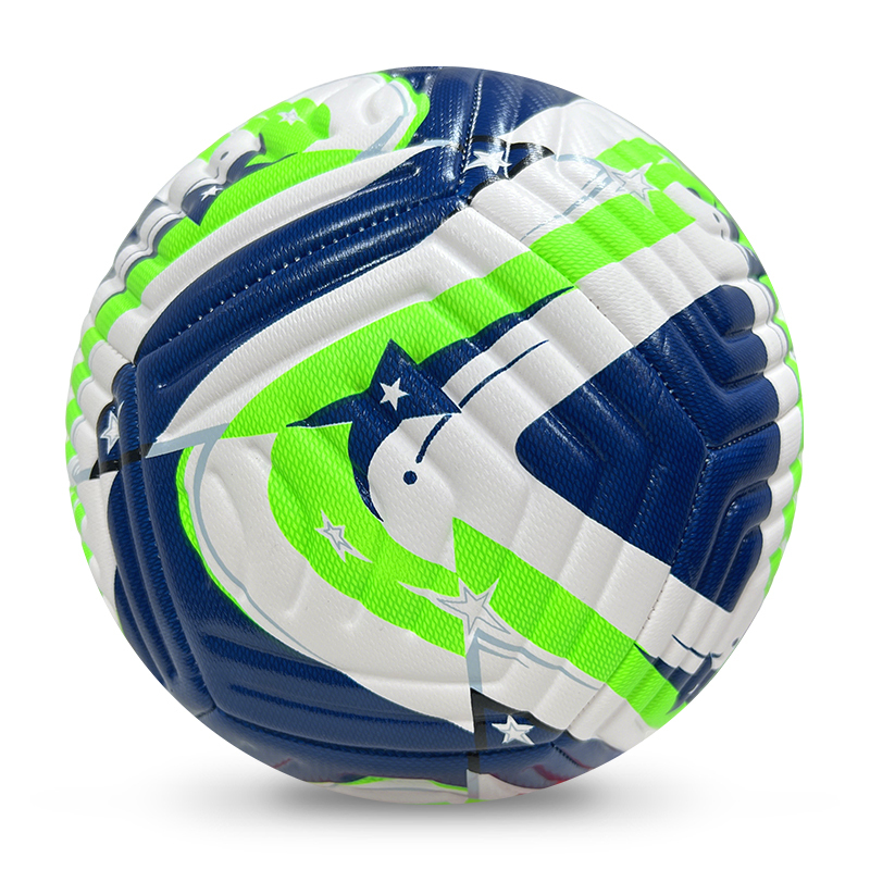 High Quality Size 5 Soccer Ball Machine-Sewn PVC with Print Logo for Sports Training Leisure Competitive Matches,Sukan Arka Biru