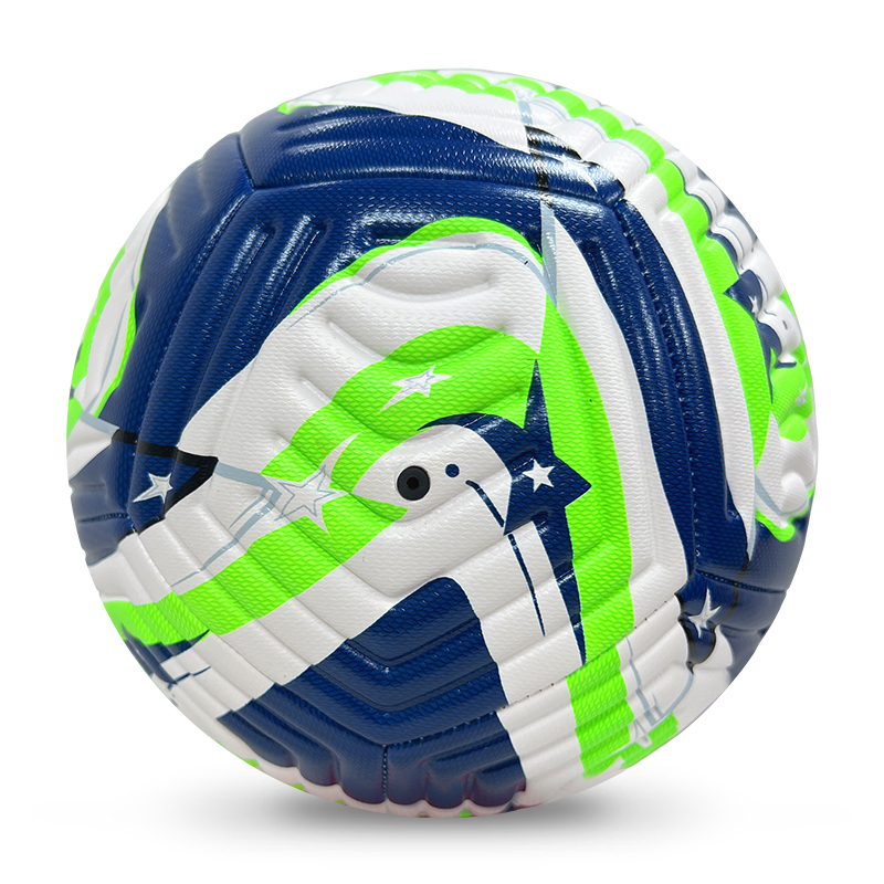 High Quality Size 5 Soccer Ball Machine-Sewn PVC with Print Logo for Sports Training Leisure Competitive Matches,Sukan Arka Biru