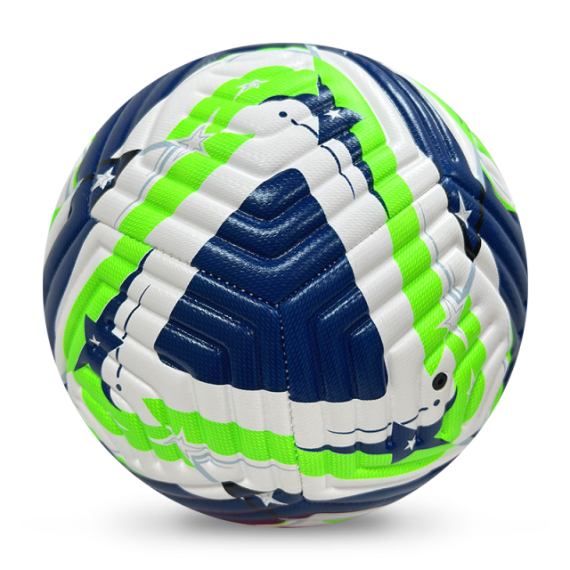 High Quality Size 5 Soccer Ball Machine-Sewn PVC with Print Logo for Sports Training Leisure Competitive Matches,Sukan Arka Biru