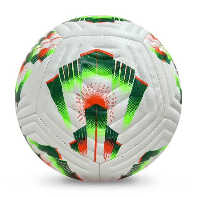High Quality Size 5 Soccer Ball Machine-Sewn PVC with Print Logo for Sports Training Leisure Competitive Matches,Blue Arc Sports