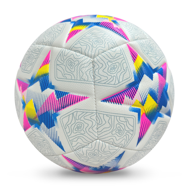 High Quality Size 5 Soccer Ball Machine-Sewn PVC with Print Logo for Sports Training Leisure Competitive Matches,Blue Arc Sports