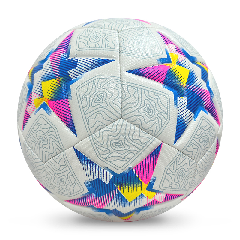 High Quality Size 5 Soccer Ball Machine-Sewn PVC with Print Logo for Sports Training Leisure Competitive Matches,Blue Arc Sports