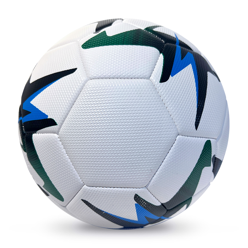 High Quality Size 5 Soccer Ball Machine-Sewn PVC with Print Logo for Sports Training Leisure Competitive Matches,Blue Arc Sports