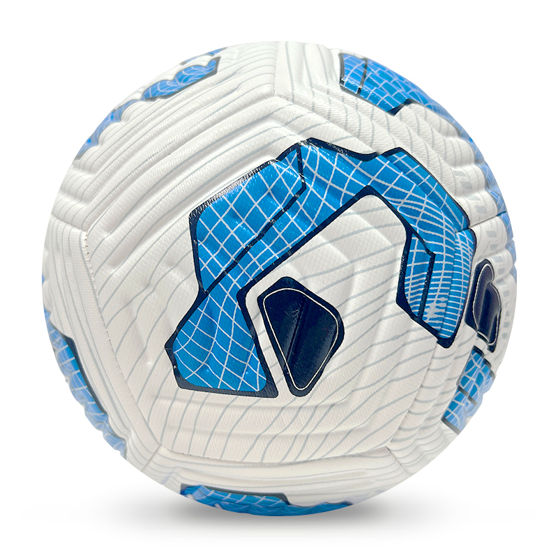 High Quality Size 5 Soccer Ball Machine-Sewn PVC with Print Logo for Sports Training Leisure Competitive Matches,Blue Arc Sports