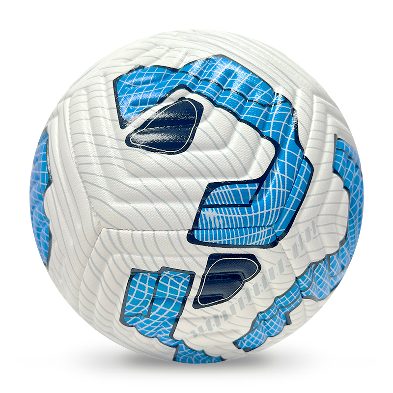 High Quality Size 5 Soccer Ball Machine-Sewn PVC with Print Logo for Sports Training Leisure Competitive Matches,Blue Arc Sports