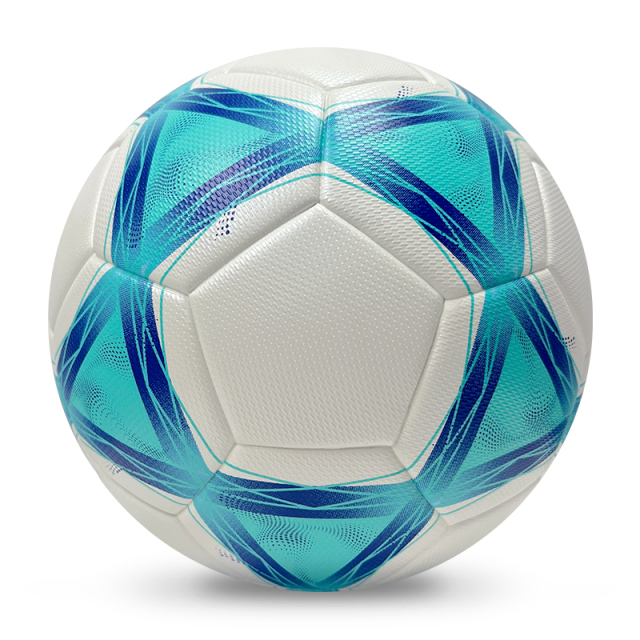 2025 High Quality Customized PU Foam Leather Football Ball Size 5 Popular Design for Sports Matches Training,Blue Arc Sports