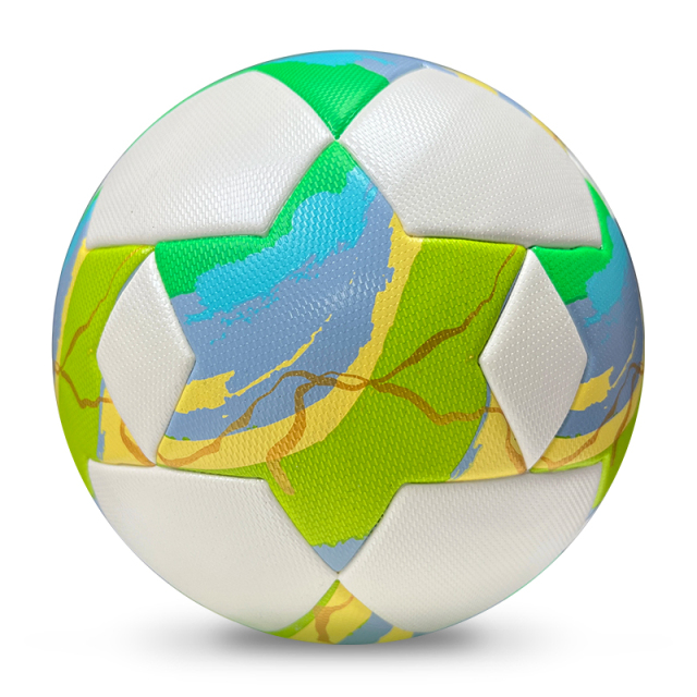 2025 High Quality Customized PU Foam Leather Football Ball Size 5 Popular Design for Sports Matches Training,Blue Arc Sport