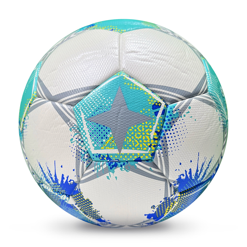 2025 High Quality Customized PU Foam Leather Football Ball Size 5 Popular Design for Sports Matches Training,Blue Arc Sports