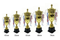 H Sports Custom Metal Soccer Trophy Award Cup with Gold Football Medal for Championship-Multi-Size Options,Blue Arc Sports
