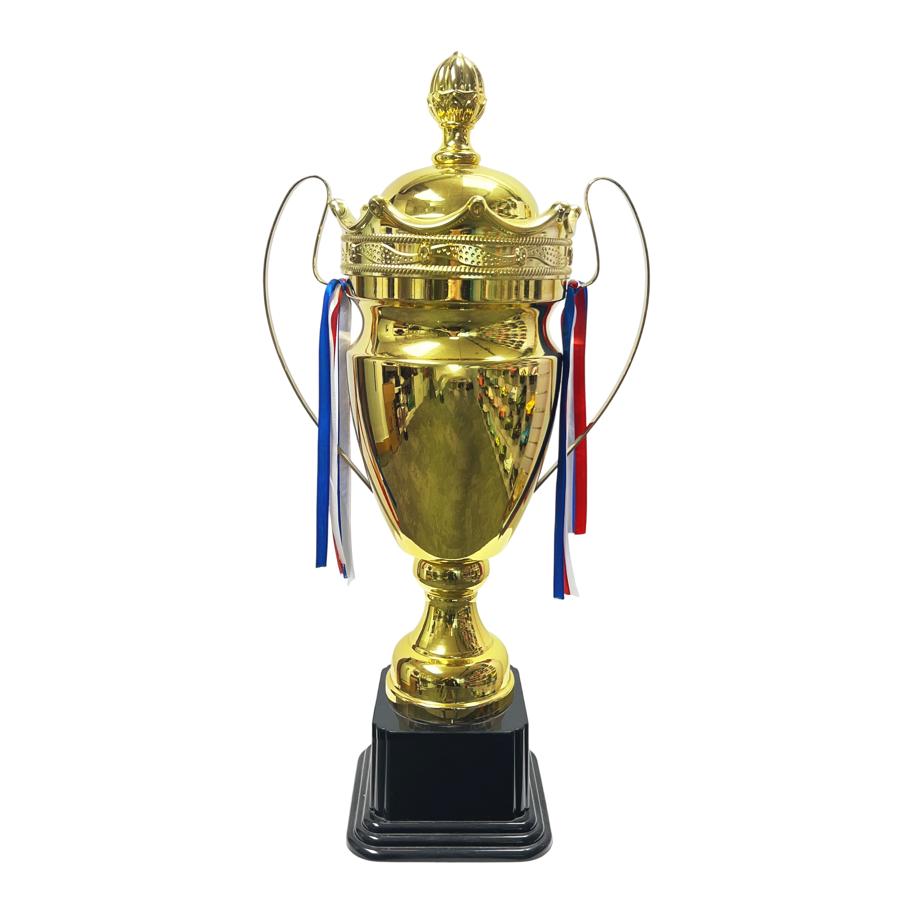H Sports Custom Metal Soccer Trophy Award Cup with Gold Football Medal for Championship-Multi-Size Options,Blue Arc Sports